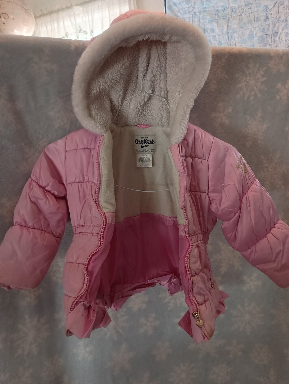 OshKosh B'gosh Light Pink Sherpa-Lined Hooded Puffer Coat